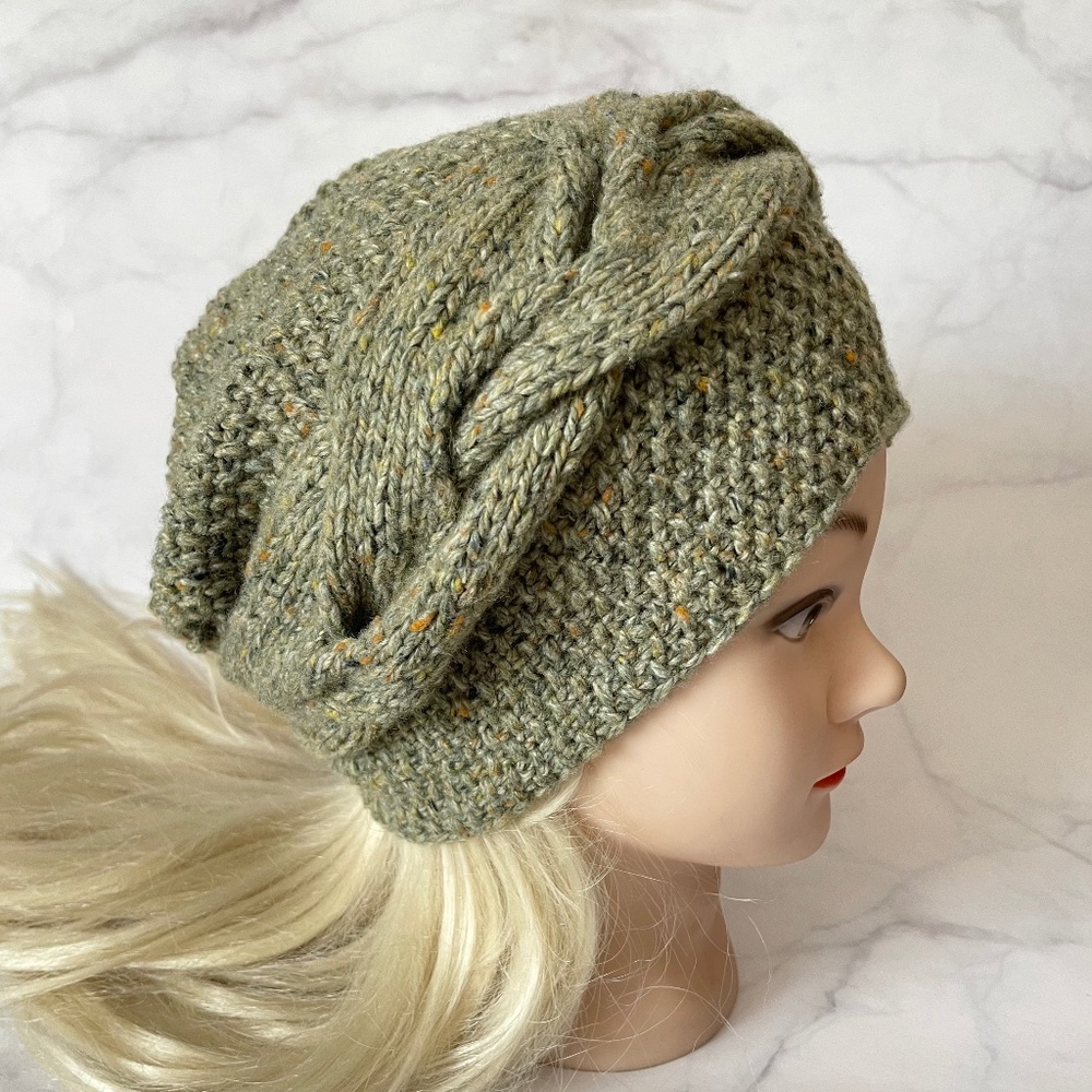 Hat, Cashmere Women Hat, Green Beanie, Warm Beret ,Winter Hand Knit Hat